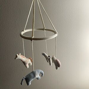 MeriMeri Cream and Blue Baby Mobile with Animal Figures